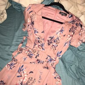 Blush maxi dress with floral details